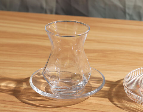 2026 New Arrival Tea Glass Cup and Saucer Set  Bulk Order Clear Coffee Maker Glassware Set