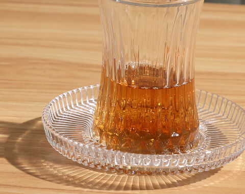 2026 New Arrival Tea Glass Cup and Saucer Set  Bulk Order Clear Coffee Maker Glassware Set