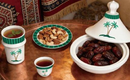  New design Morocco style white opal glassware afternoon set