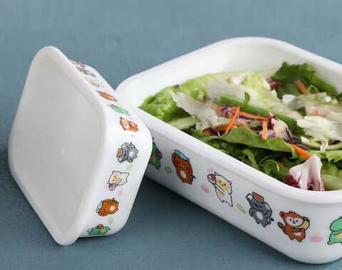 Factory Rectangle Opal Glass Bowl with Decal Print