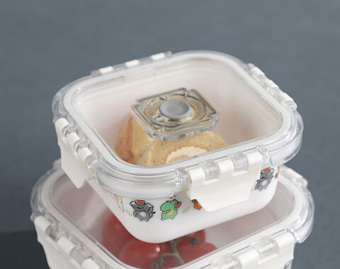 High quality opal glass food container with decal pattern lunch box