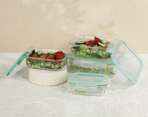 640ML High Borosilicate Rectangular Lunch Box Food Container with Lemon Pattern