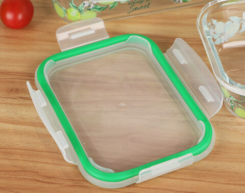 640ML High Borosilicate Rectangular Lunch Box Food Container with Lemon Pattern