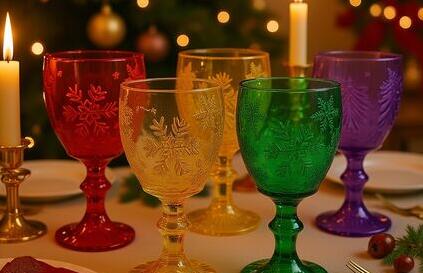 Christmas Promotional Goblet 300ml Customizable Holiday Wine Glass with Christmas Tree Snowflake Design