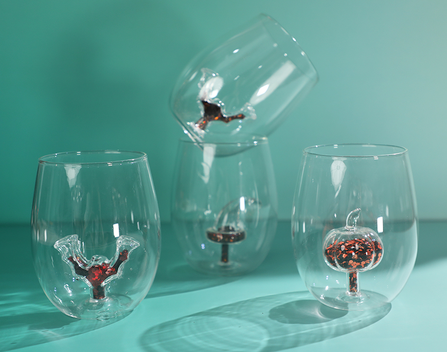 Creative Glass Cup with 3D Inner Design Factory OEM/ODM Glass Drinkware