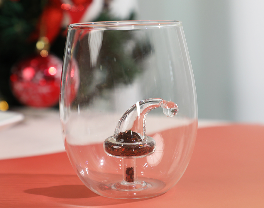 Egg Shape Halloween Glass Cup with 3D Inner Design Factory OEM/ODM
