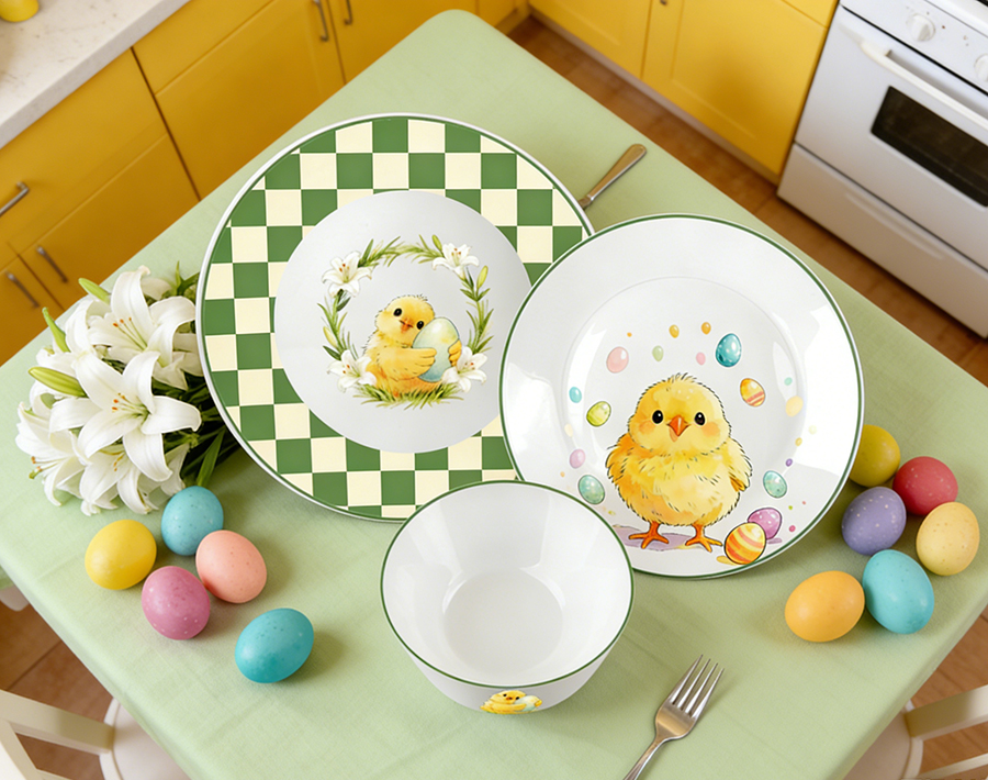 2026 New Trend 18pcs Opal Glass Plate Dinner Set Durable Kids Tableware
