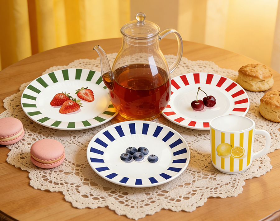 New collection high quality opal glass 16pcs dinnerware set with decal