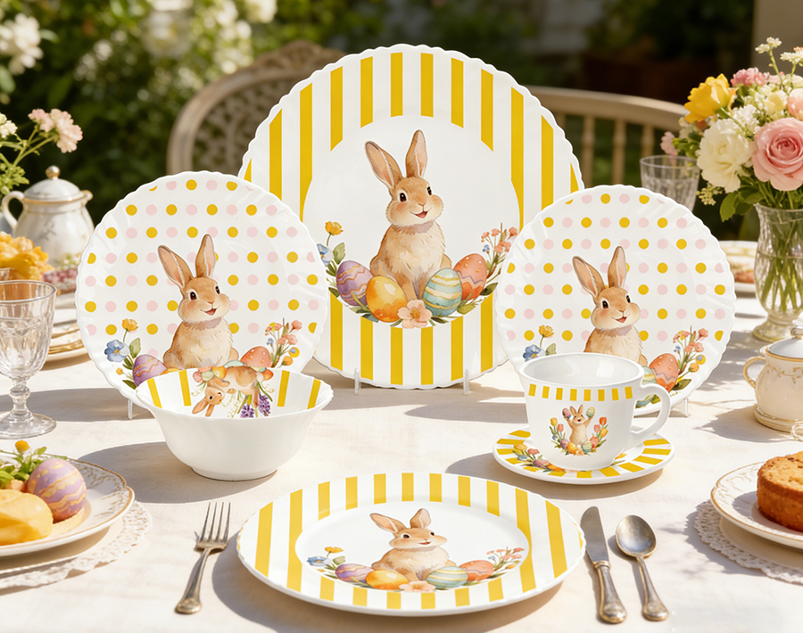 Easter's Day Opal Glass Plates Festival Glassware