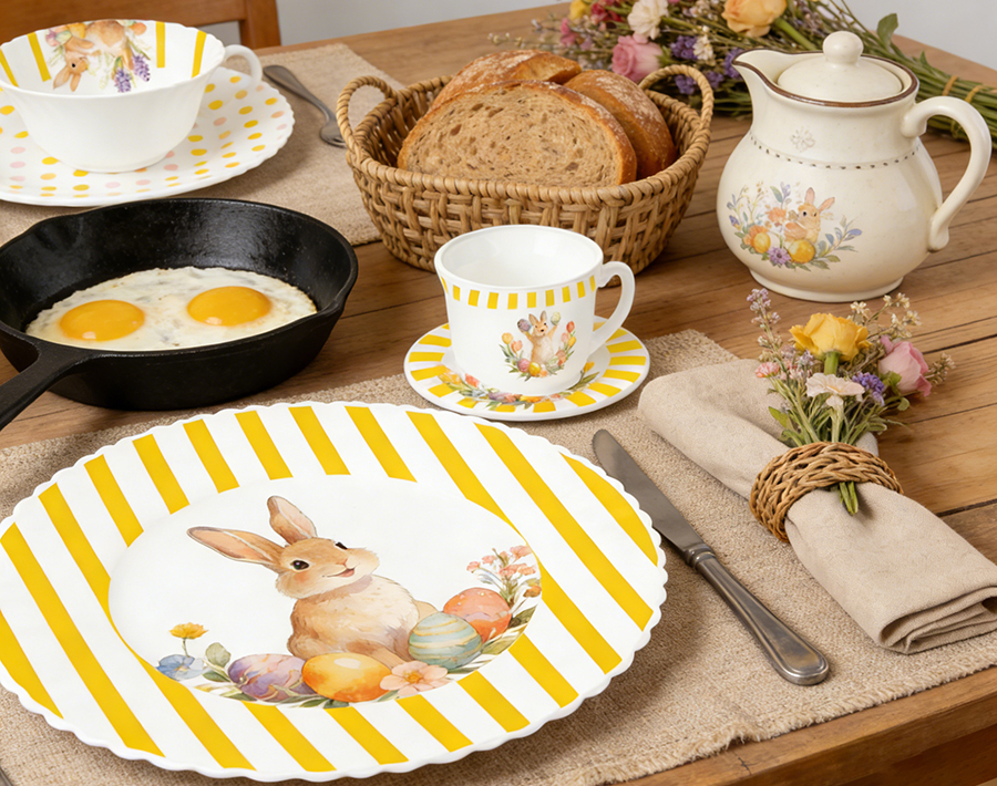 Easter's Day Opal Glass Plates Festival Glassware