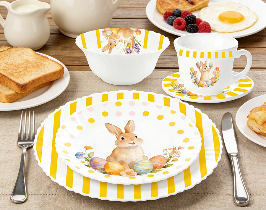 Easter's Day Opal Glass Plates Festival Glassware