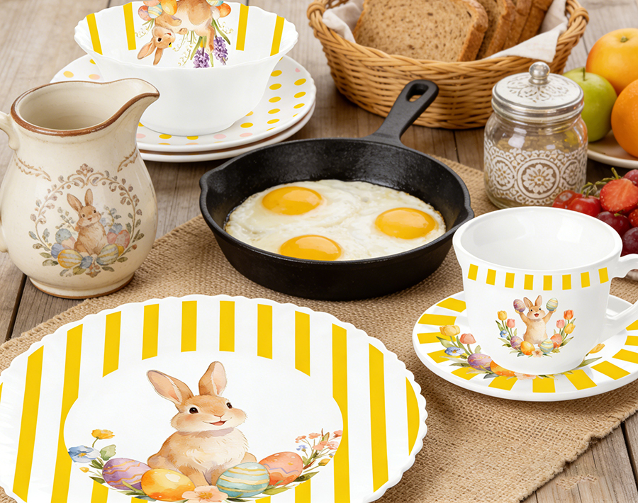 Easter's Day Opal Glass Plates Festival Glassware