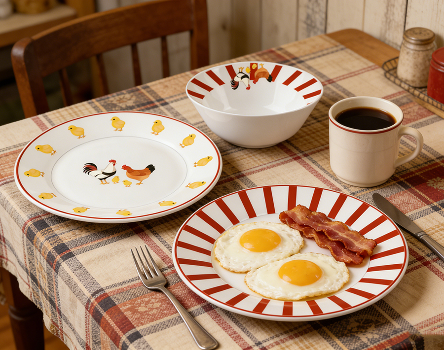High Quality Round 18pcs Opal Glass Dinnerware Set With Decal Promotion