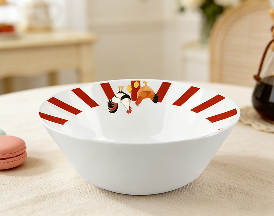 High Quality Round 18pcs Opal Glass Dinnerware Set With Decal Promotion