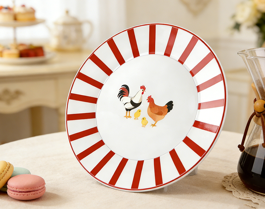High Quality Round 18pcs Opal Glass Dinnerware Set With Decal Promotion