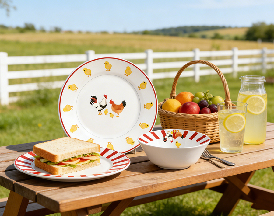 Custom White Opal Glass Dinner Set 18 piece Tableware set Easter 