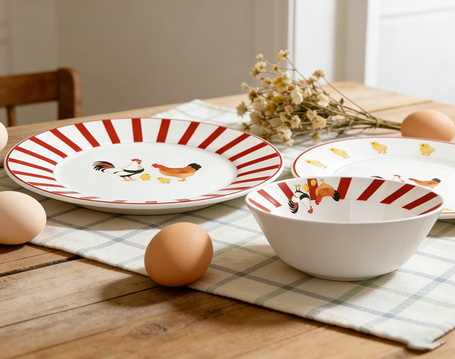 Custom White Opal Glass Dinner Set 18 piece Tableware set Easter 